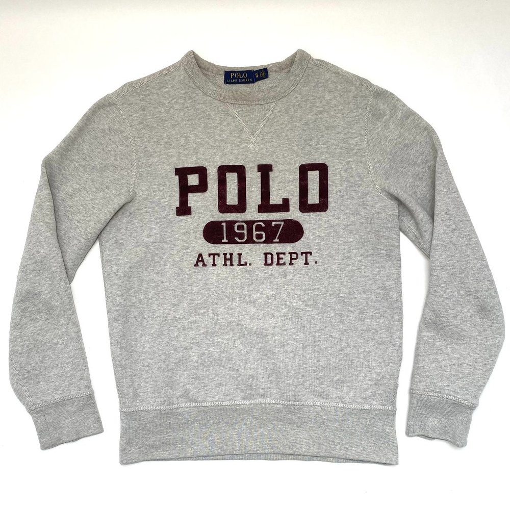 Polo Ralph Lauren Fleece Cotton Blend Grey Graphic Sweater Men's Size XS/TP